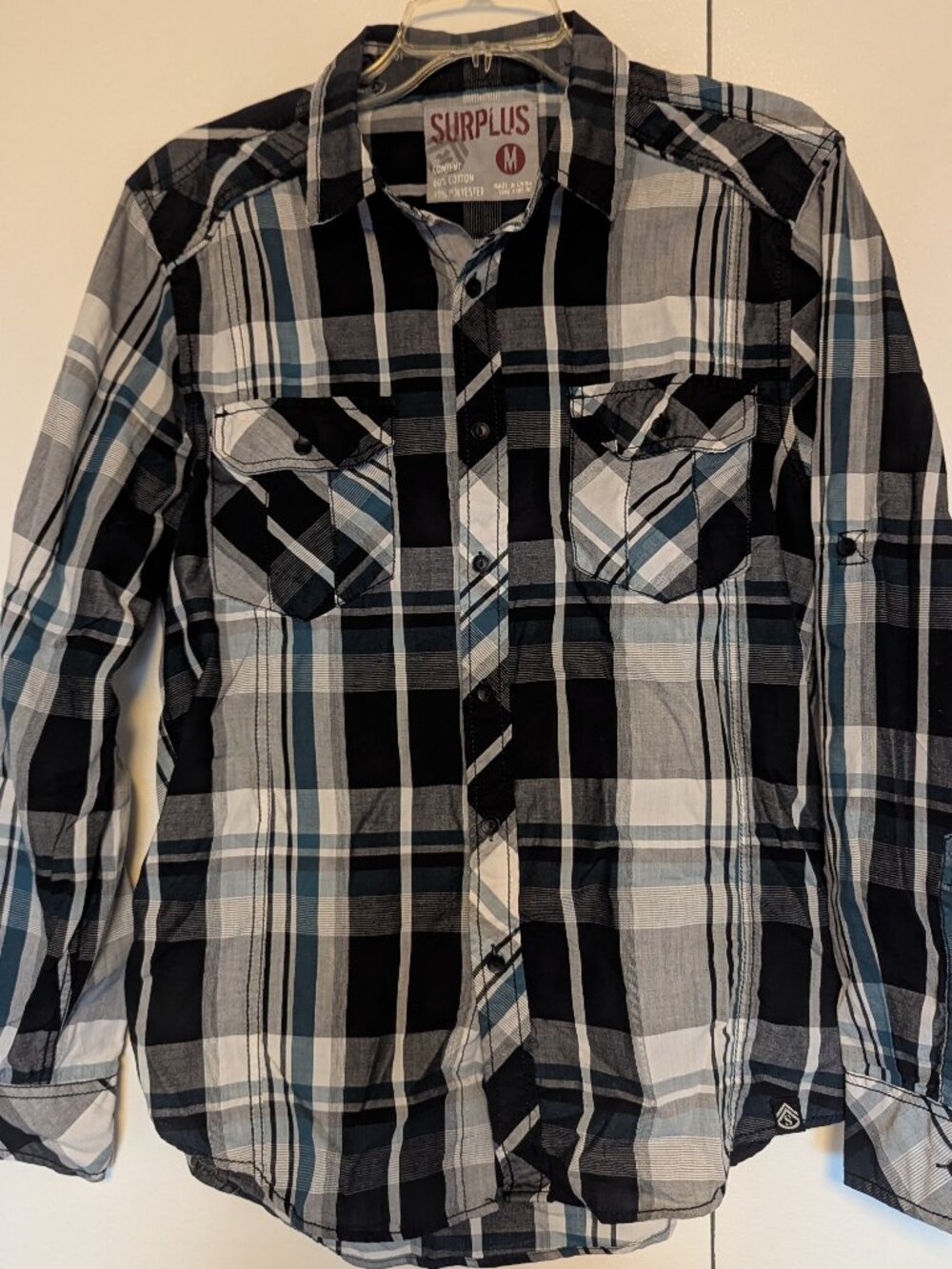 Surplus plaid long sleeve button-up shirt
